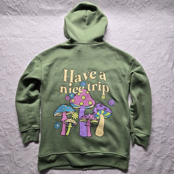 Faded Rose Green Oversized Mushroom Jacket Small Hippie Baggy Psychedelic Daisy - Picture 1 of 5
